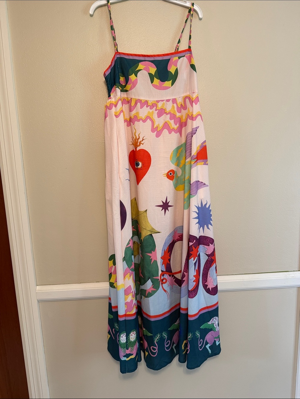 Printed Maxi Slip dress in Multicolor pattern size M